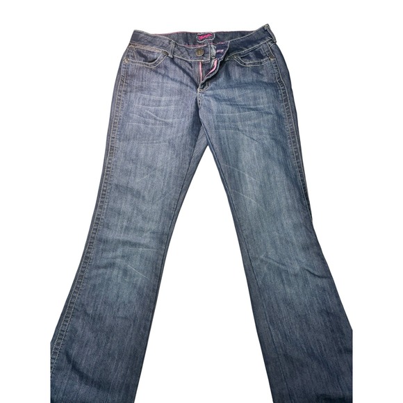 Wrangler Women's Jeans Size 9/10 x 34 Bootcut Pink Stitch Mid Rise - Picture 1 of 8
